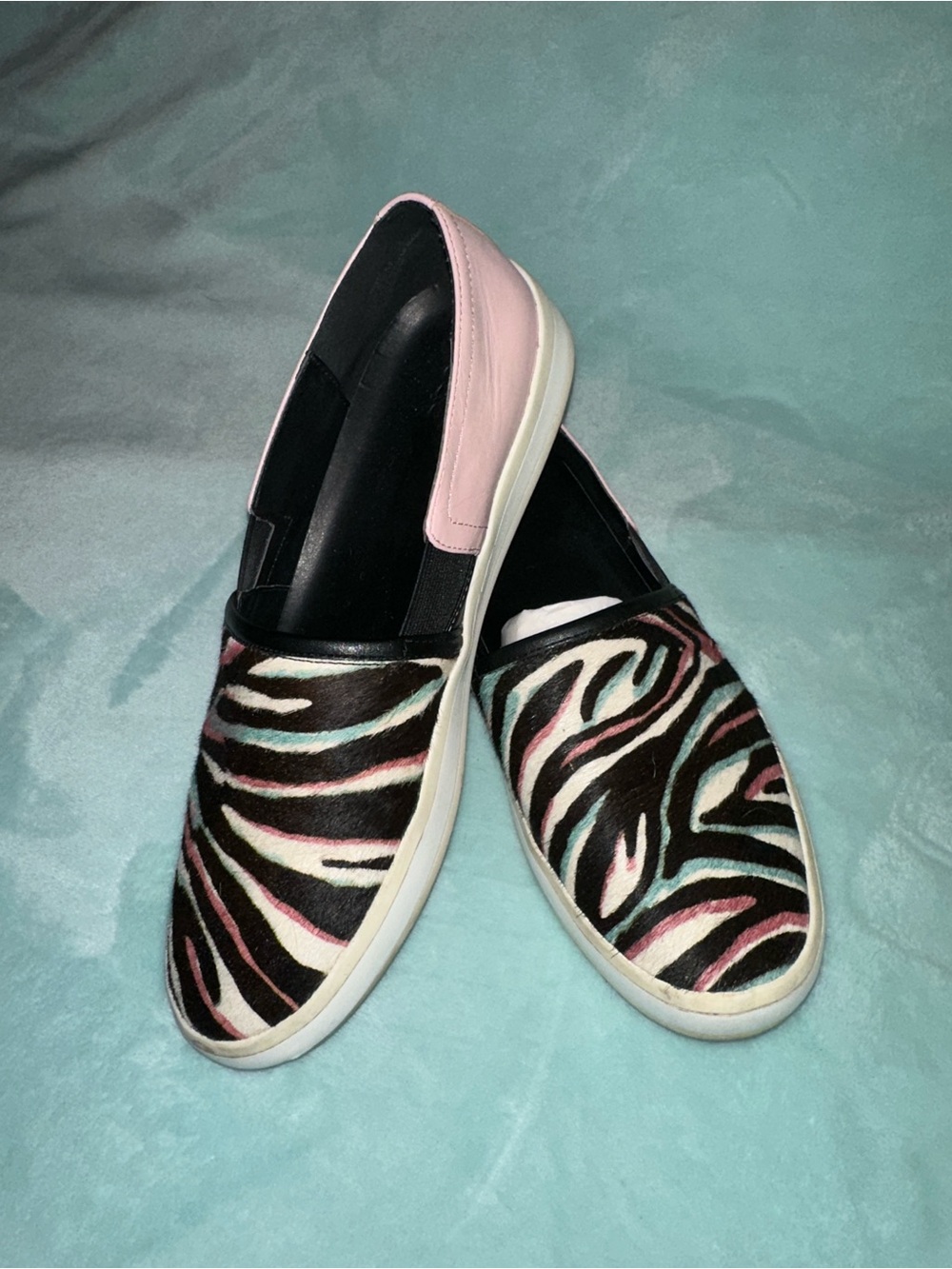 LOGO by Lori Goldstein Pink and Black Zebra Slip-On Sneakers